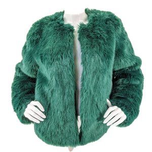 Lovers + Friends Revolve Coat Womens Size Small Crop Faux Fur Hunter Green Nwt